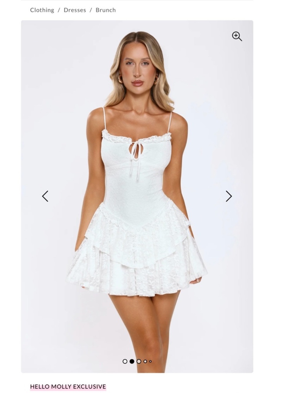 Hello Molly HONEY MEADOW LACE MINI DRESS WHITE